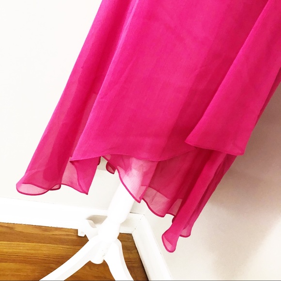 DKNY NEW Pink Chiffon Wrap Midi Dress Size 4 - Picture 6 of 9